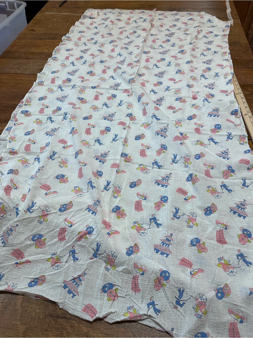 Vintage fabric  with Pink and Blue Nursery Prints 2 1 1/2‎ yard by 31 inches